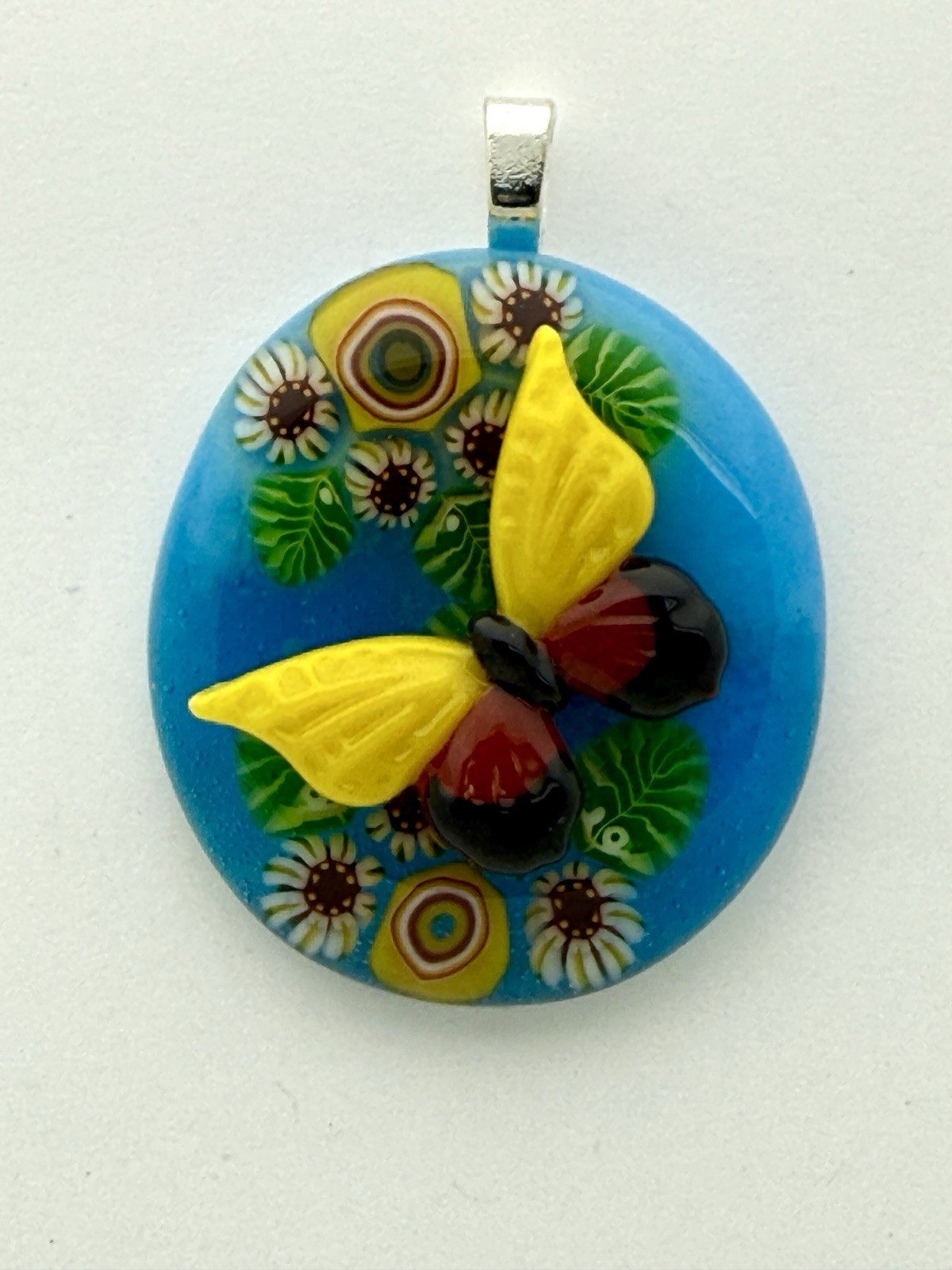 Art Glass Pendant Butterfly and Murrini