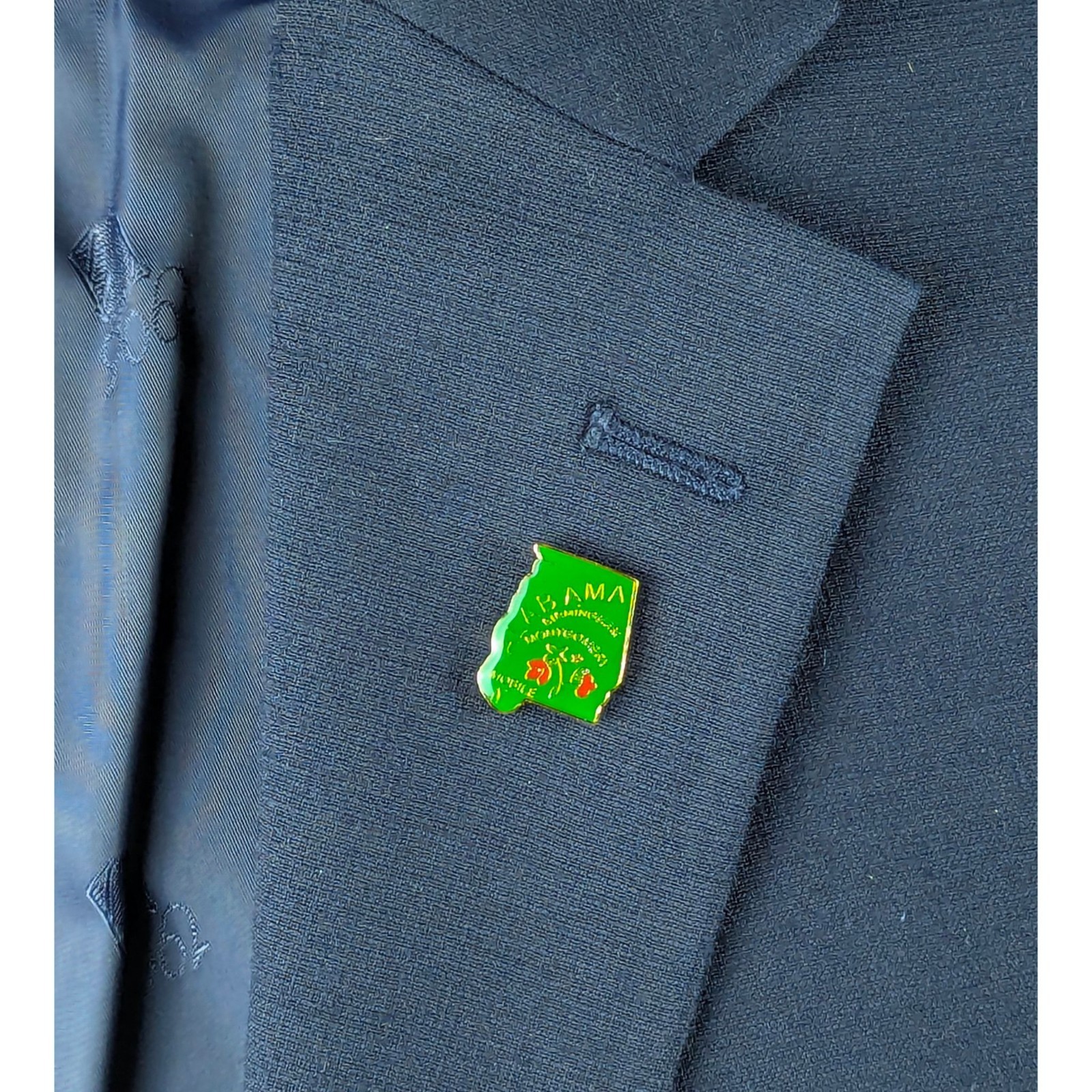 Alabama Abstract Map Lapel Pin; Die-Struck Steel Alloy; Epoxy Coating