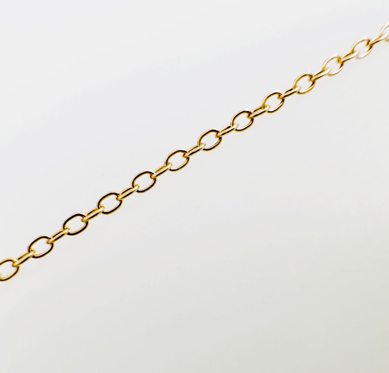 14K Solid Yellow Gold Cable Link Safety Chain Extension Extender, 1mm, 2.25″