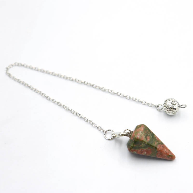 Crystal Natural Gemstone Healing Energy Cone Hexagonal Point Pendulum Pendant