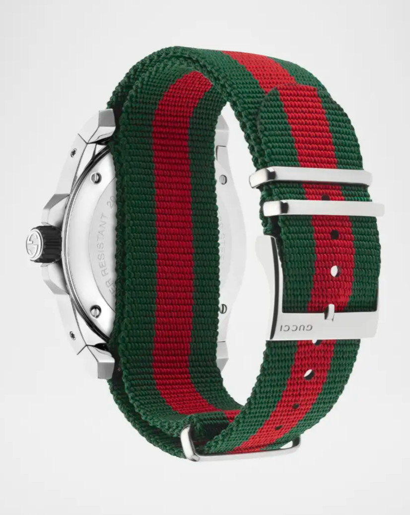 Gucci Dive Black Dial Green Red Nylon Watch YA136209