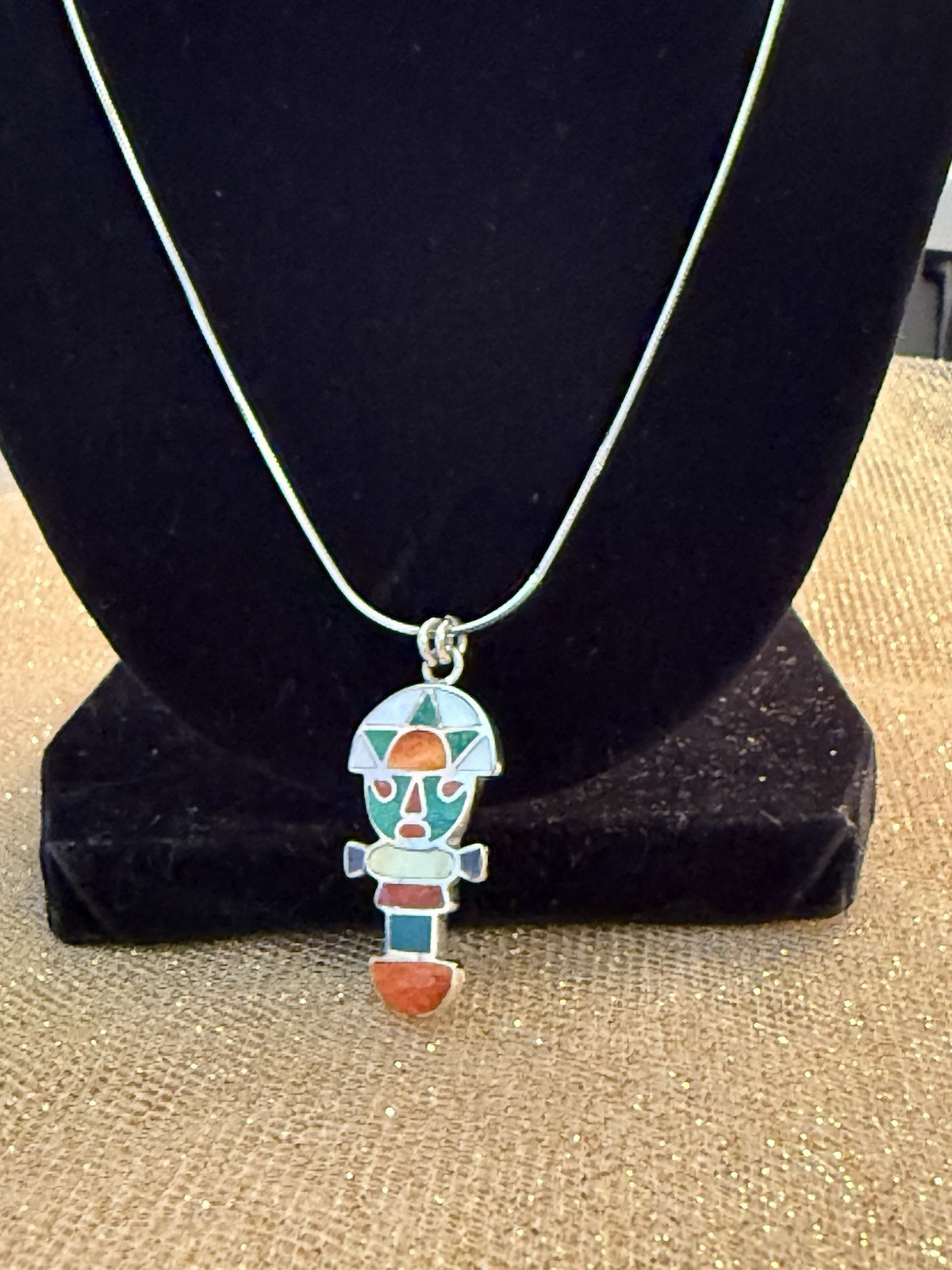 Peruvian Artistry Multi Gemstone Rainbow Legato Tumi Pend. Necklace Ster. Silv.