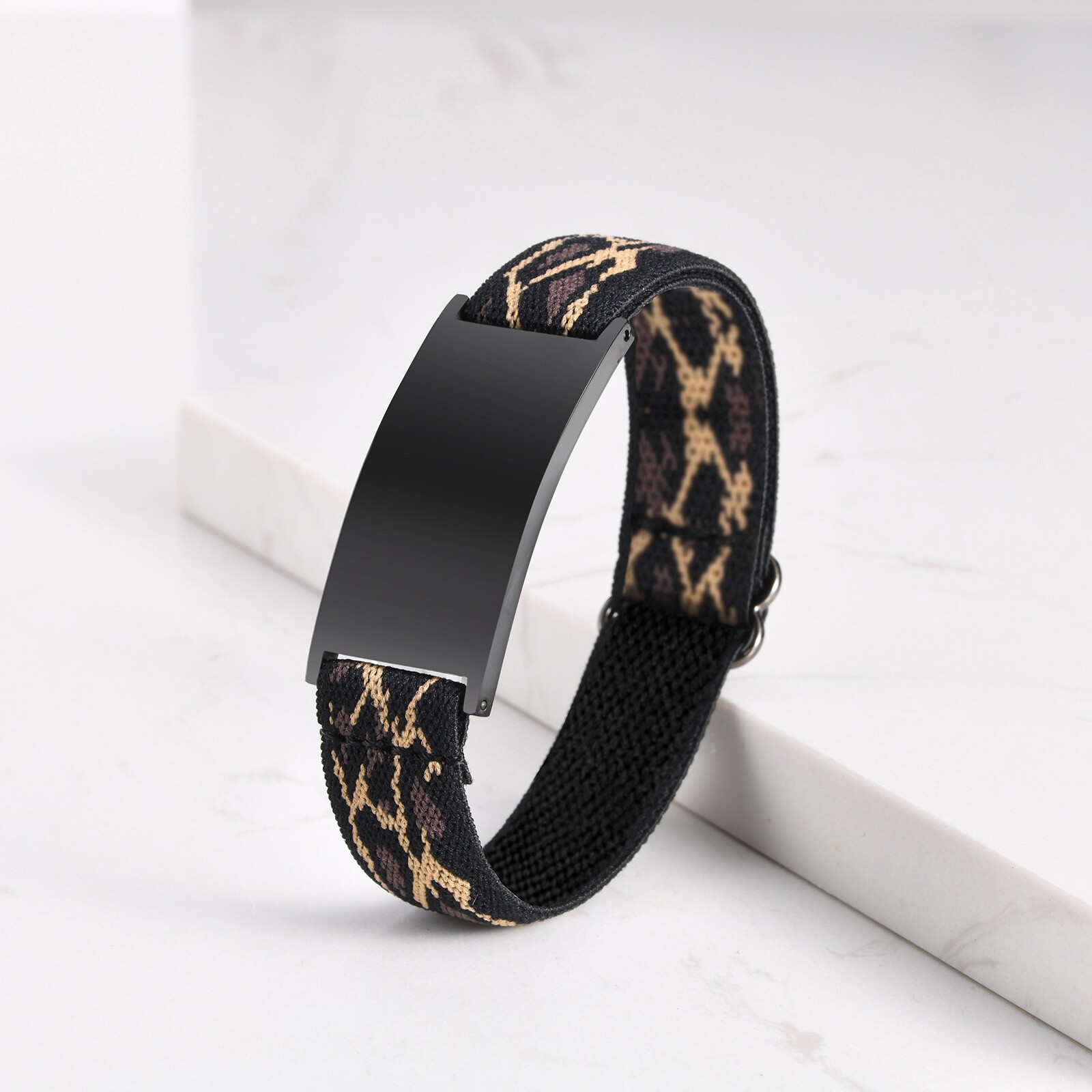 Personalized Medical Alert ID Bracelet Elastic Emergency Bangle Wristband Unisex