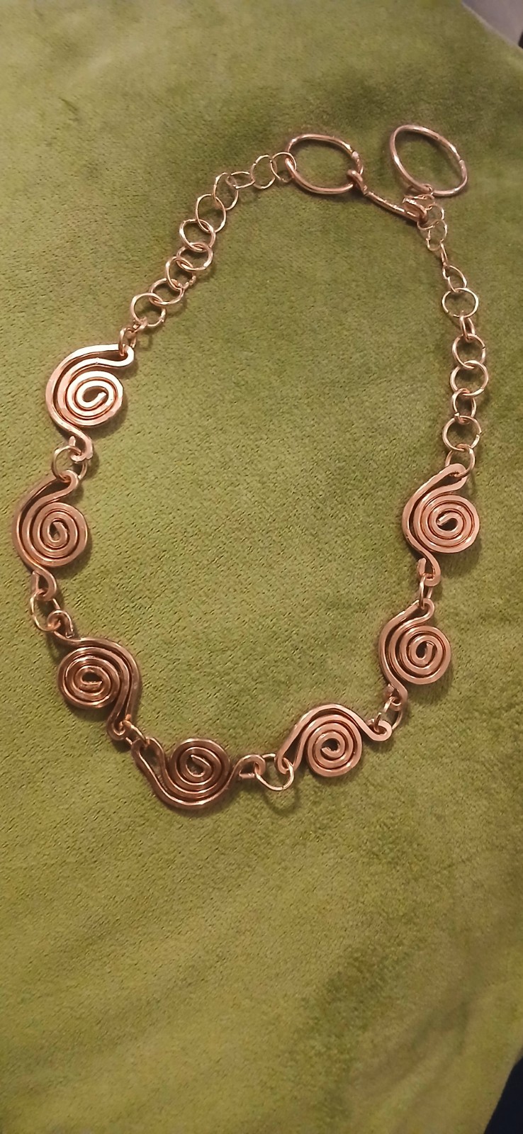 Handmade Hammered Pure Copper Link Coil Necklace