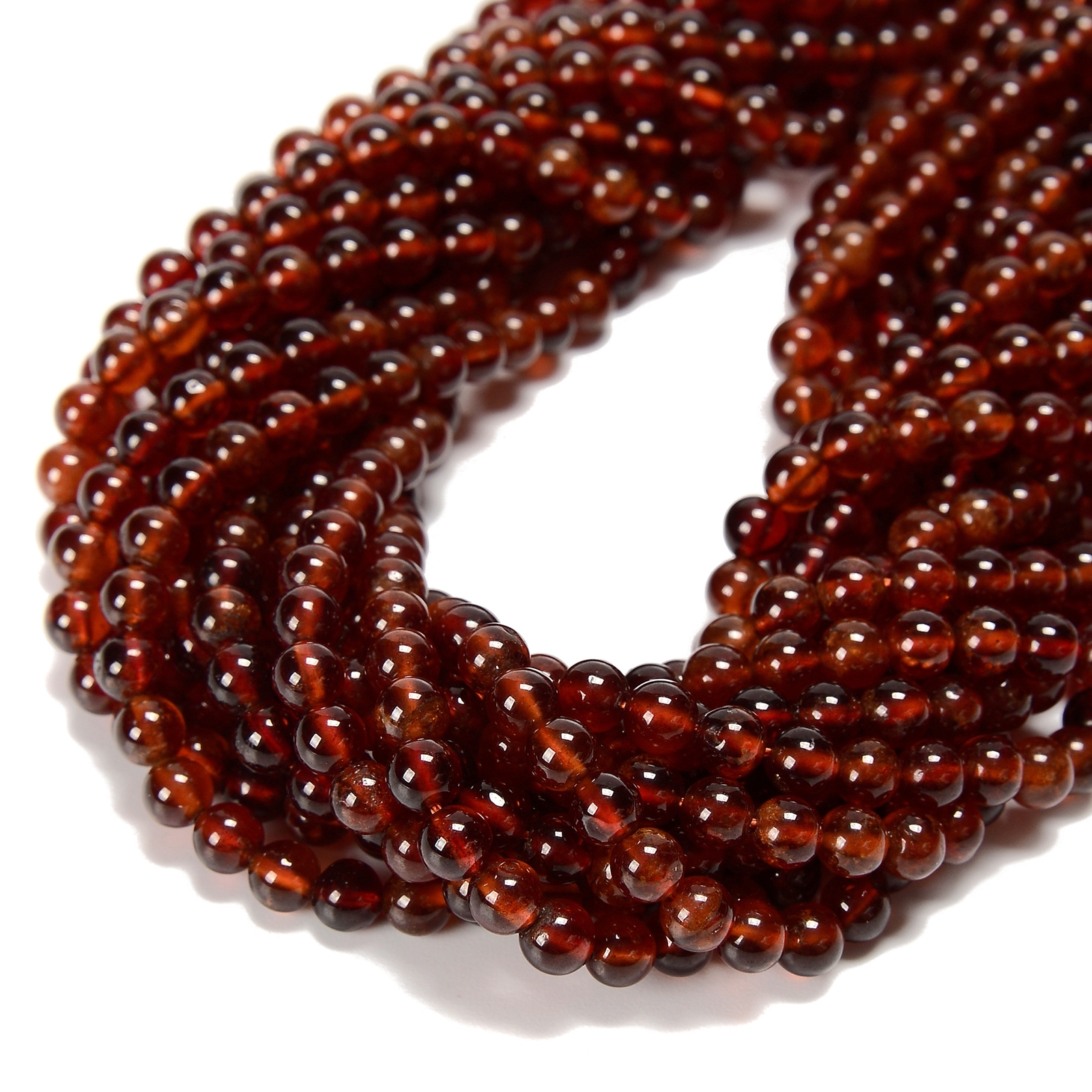 High Grade Hessonite Orange Garnet Smooth Round 4mm 5mm 6mm 7mm 15.5 ” Strand