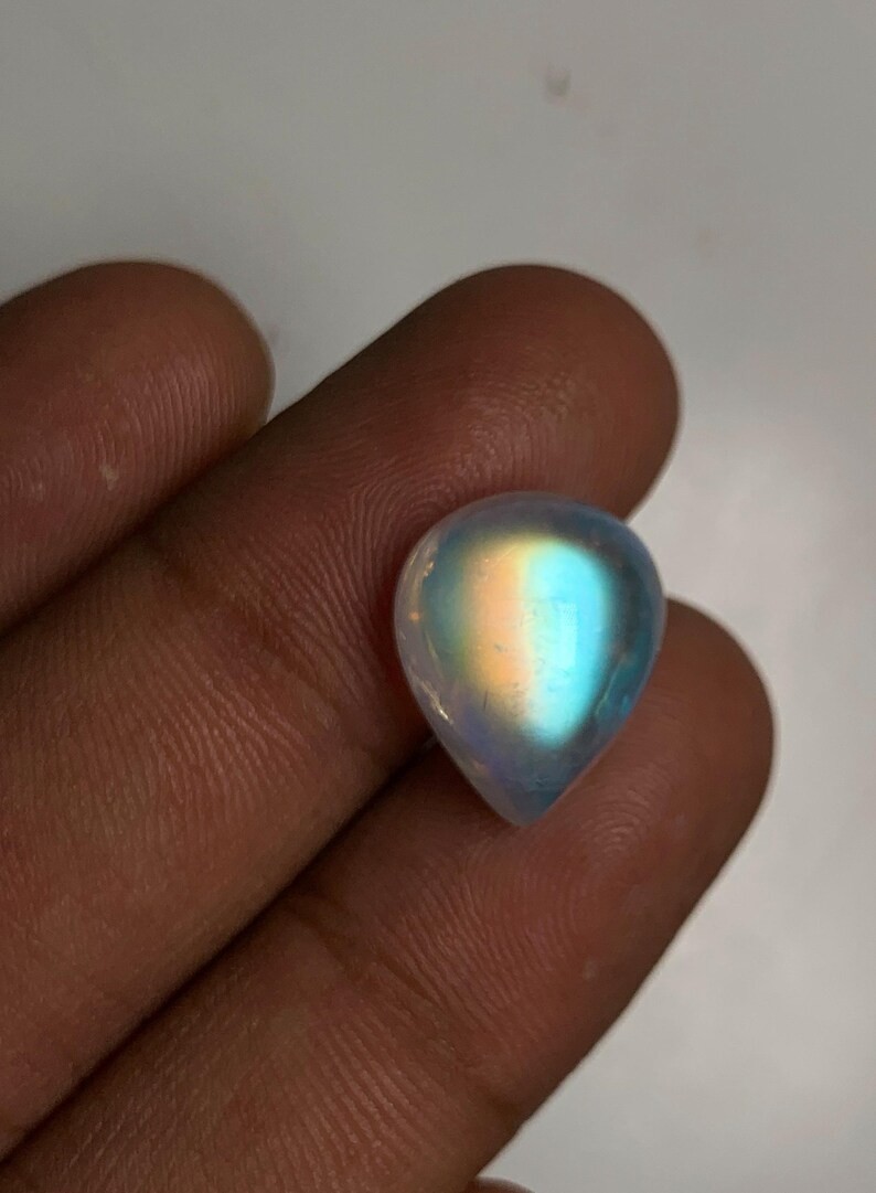 5A Quality Rainbow Moonstone Amazing Multi Falshy Fire Pear Cabochon Size12x15MM