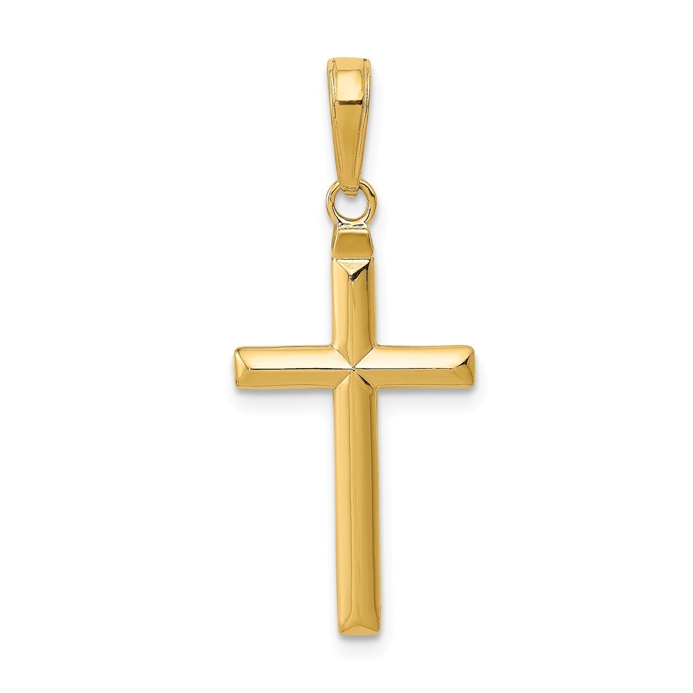 14k Yellow Gold Reversible Latin Cross Charm Pendant 1.1 Inch