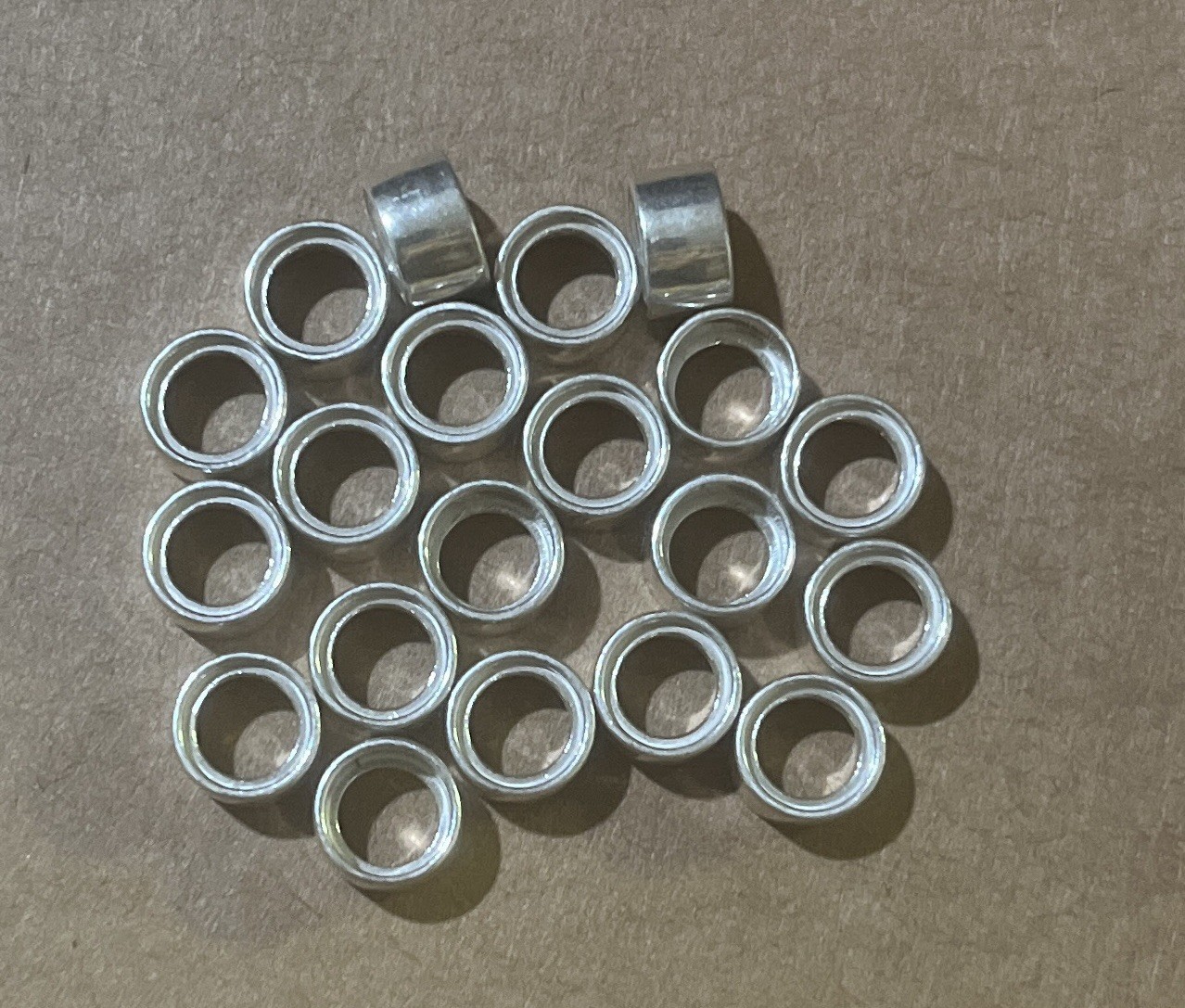Two 7mm Round Cast Sterling Silver Bezel Cups Tube Setting 1.32grams net