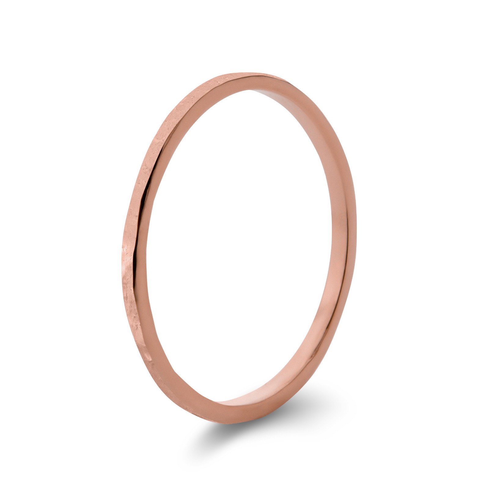 Solid 10K Rose Gold Hammered Ring 1mm Size 1 – 15 Thin Gold Ring Midi Stack Band