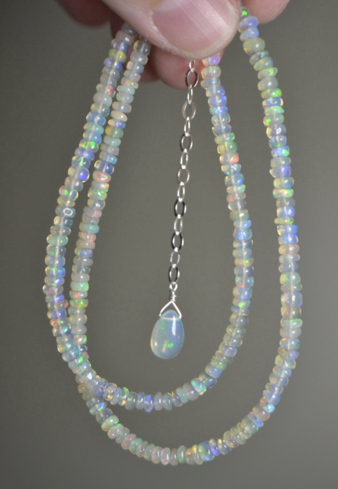 18 Inch Natural Ethiopian Opal Beads Necklace Fire opal Beaded Gemstone Necklace