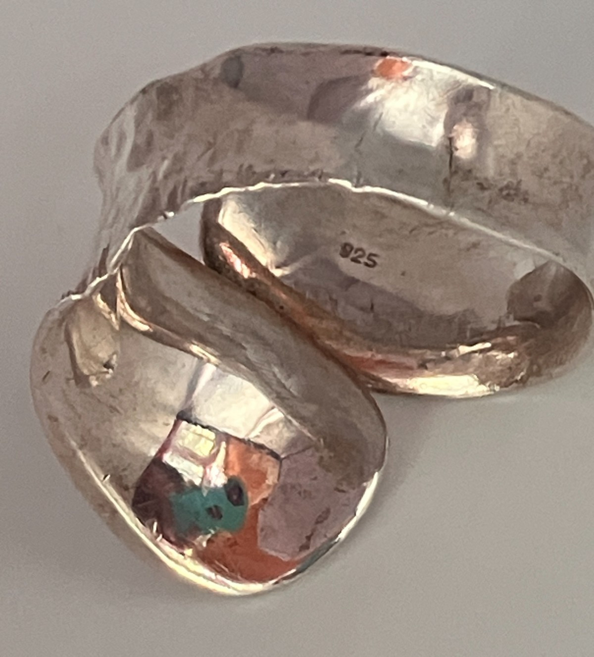 Sterling Silver Hammered and Smooth Hand Made Bypass Ring Size 9.5