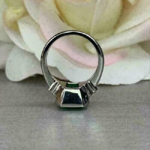 2Ct Lab Created Asscher Green Emerald Engagement Ring 14K White Gold Finish