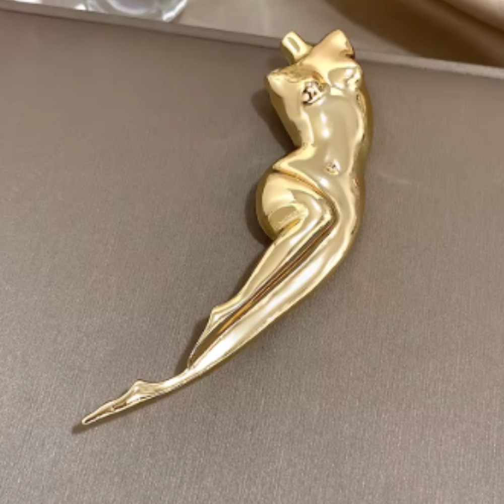 Mother’s Day Abstract Beauty Lady Body Brooch Pin Gold Feminist Art Jewelry Gift