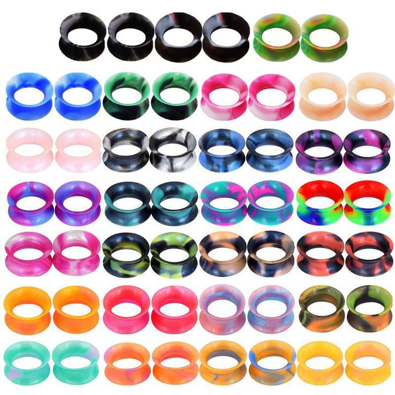 100Pcs Silicone Ear Gauges Flesh Tunnels Plugs Expander Ear Piercing 2g-3/4″