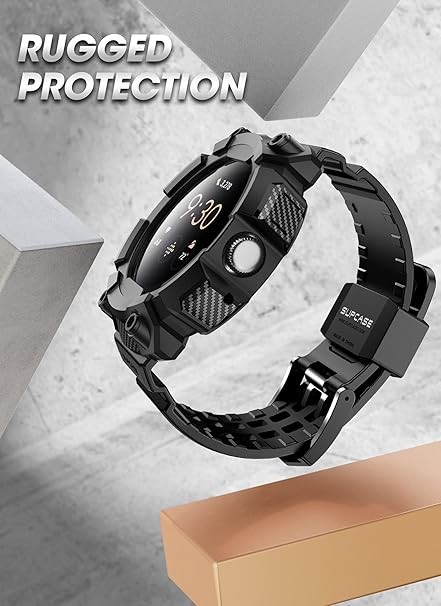 For Google Pixel Watch 3 -45mm Wristwatch Strap Bands SUPCASE Sporty Bands BLACK