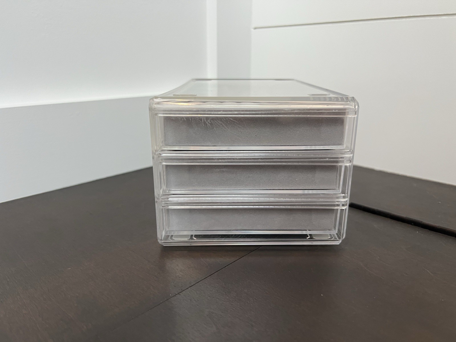 Clear Plastic 3-Drawer Jewelry Organizer, Velvet Lined