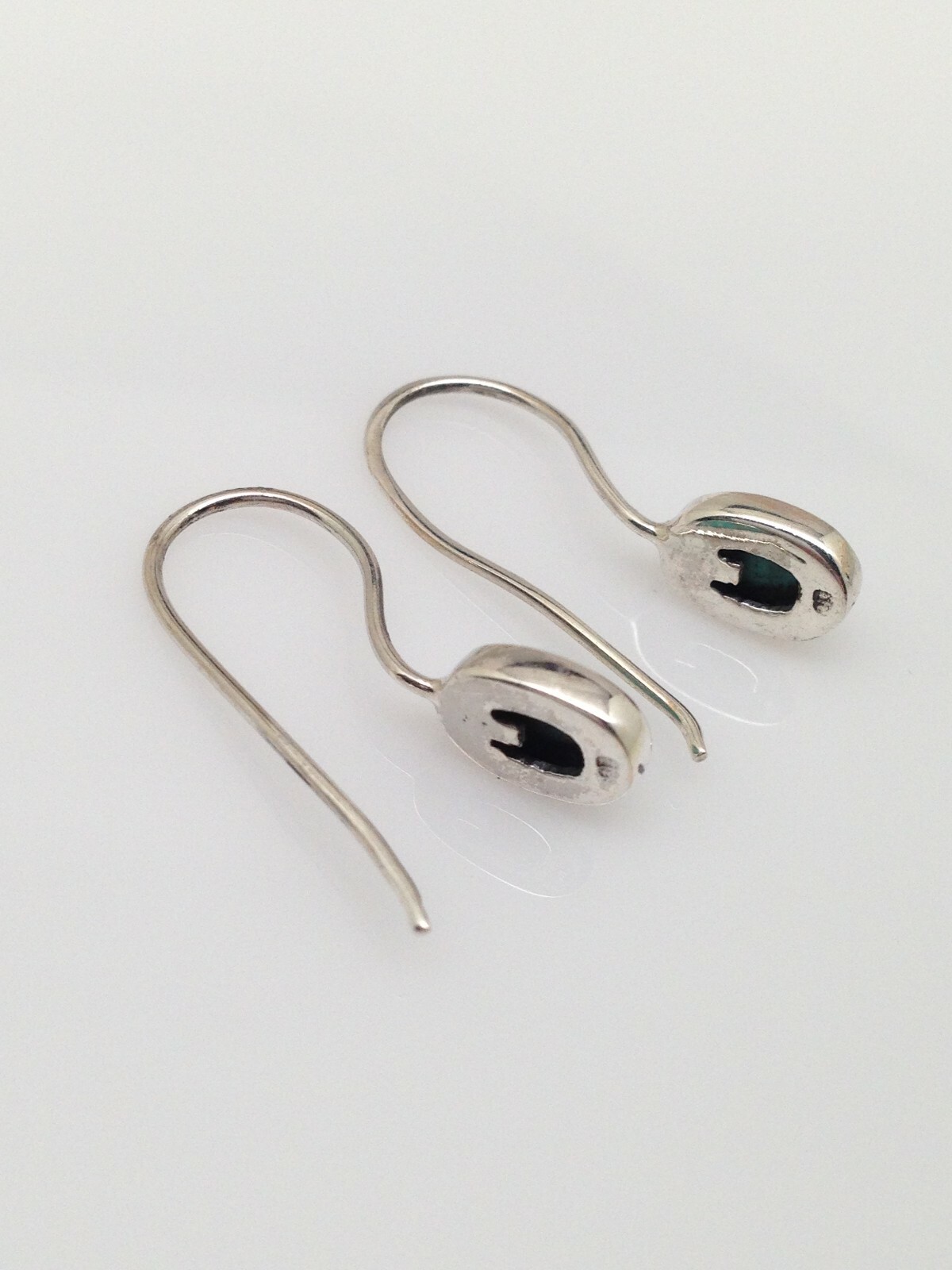 925 Sterling Silver Oval Turquoise Dangle Earrings Tiny Dainty Turquoise 7.5mm