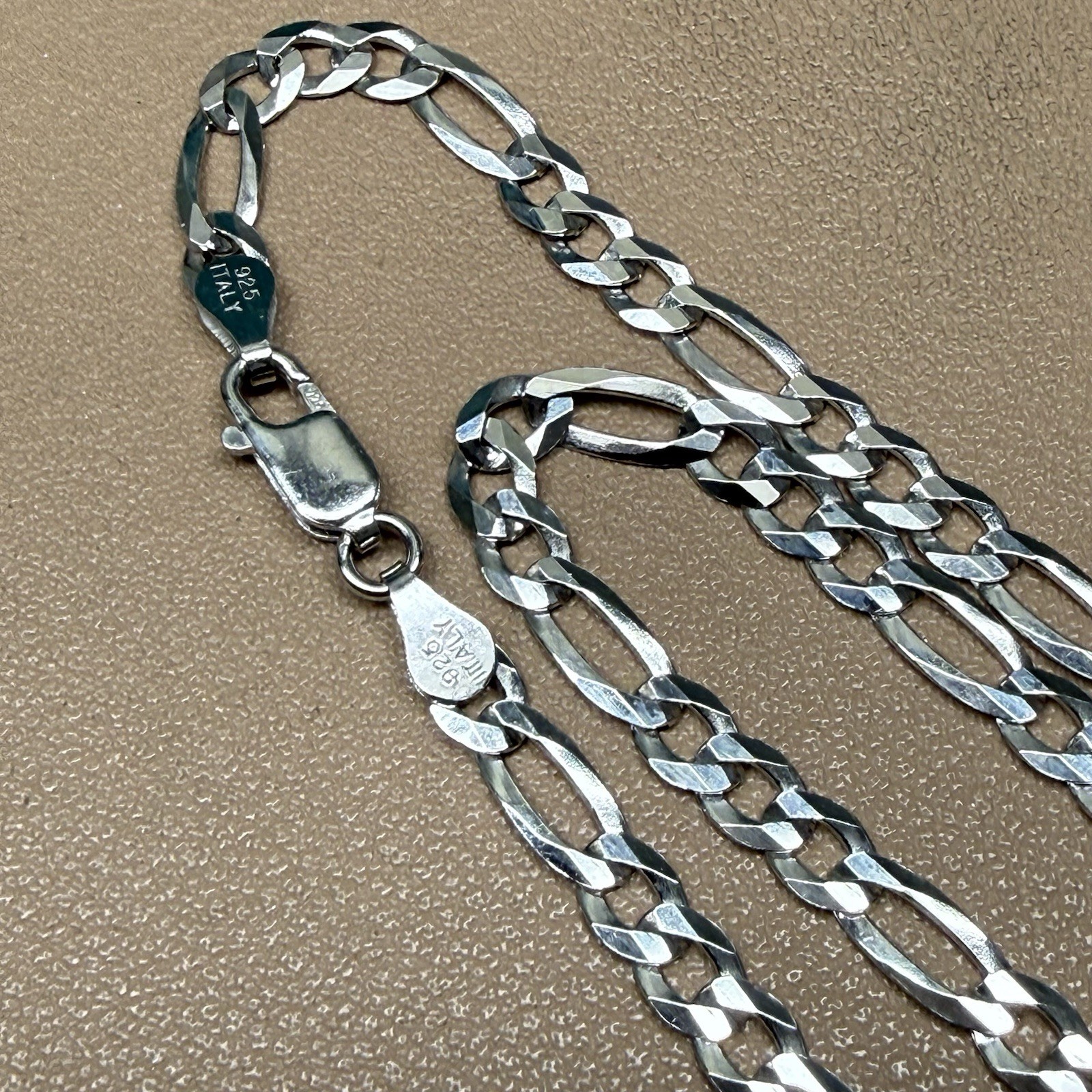 ITALY 925 Sterling Silver FIGARO Chain Necklace 18” 4.3mm