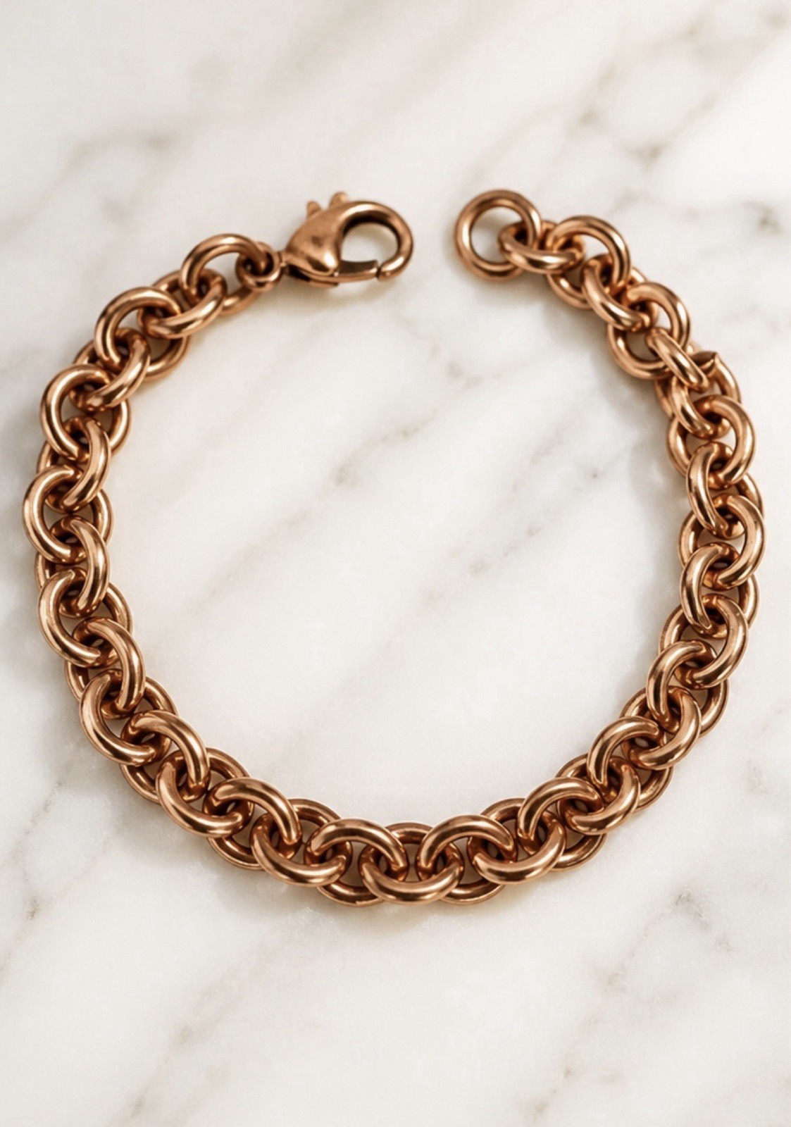 Solid copper bracelet CB557G – 3/8″ wide. Available in 8 to 11 inch lengths.