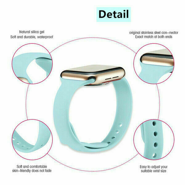 Soft Slender Silicone iWatch Band Strap For Apple Watch Series 9 8 7 41mm 45mm