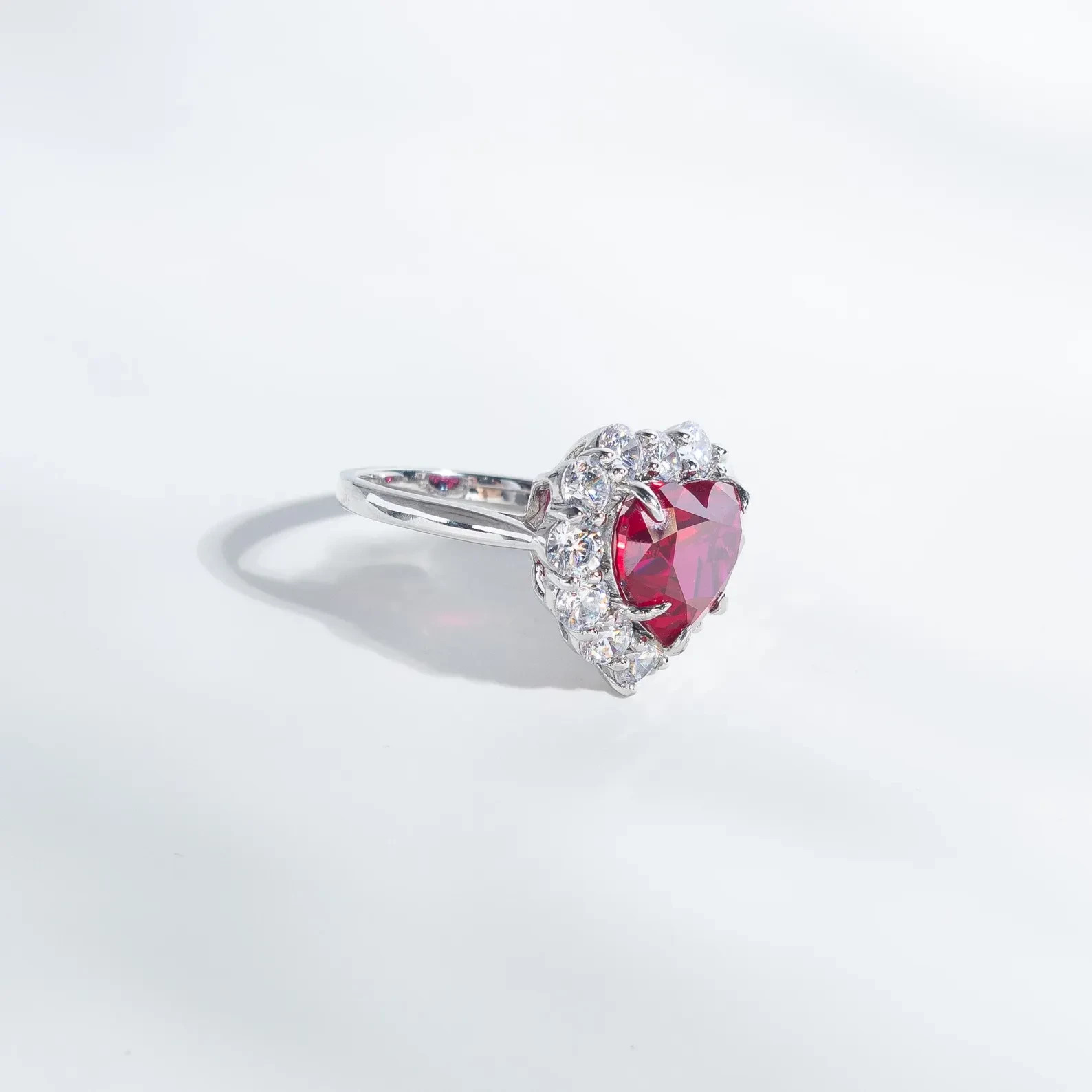3.00 Ct Heart Cut Natural Ruby Diamond Engagement Ring 14K Solid White Gold 5