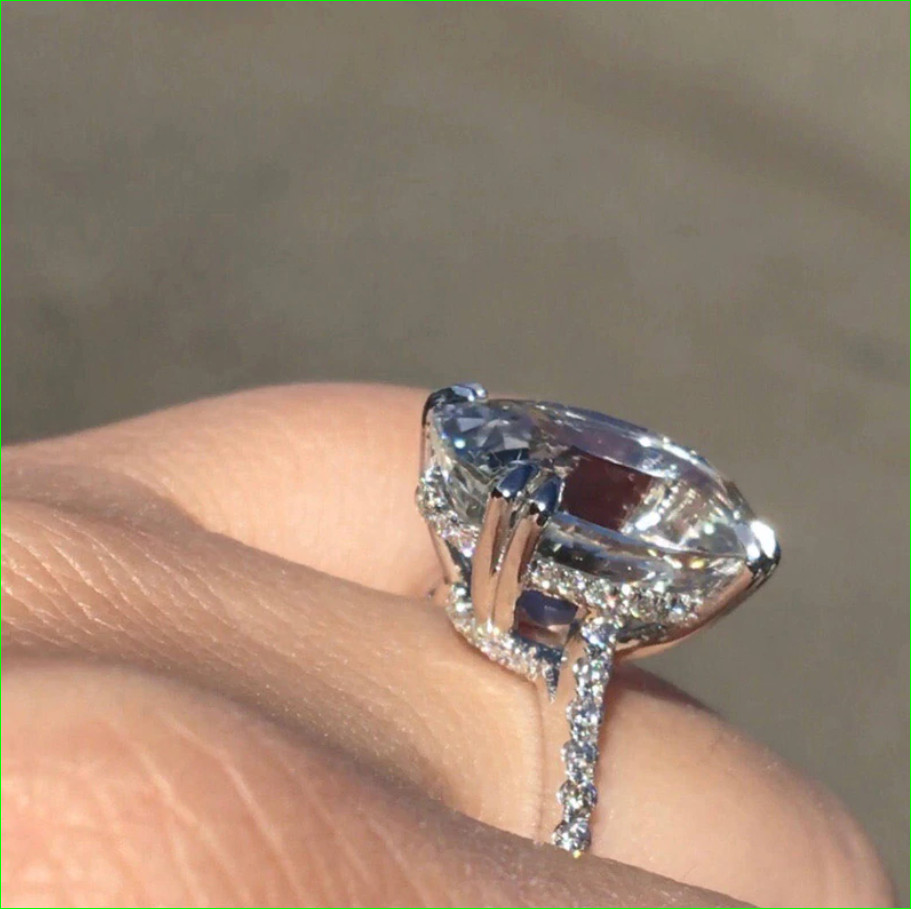 4Ct Lab Created Oval Diamond Solitaire Engagement Ring 14K White Gold Over