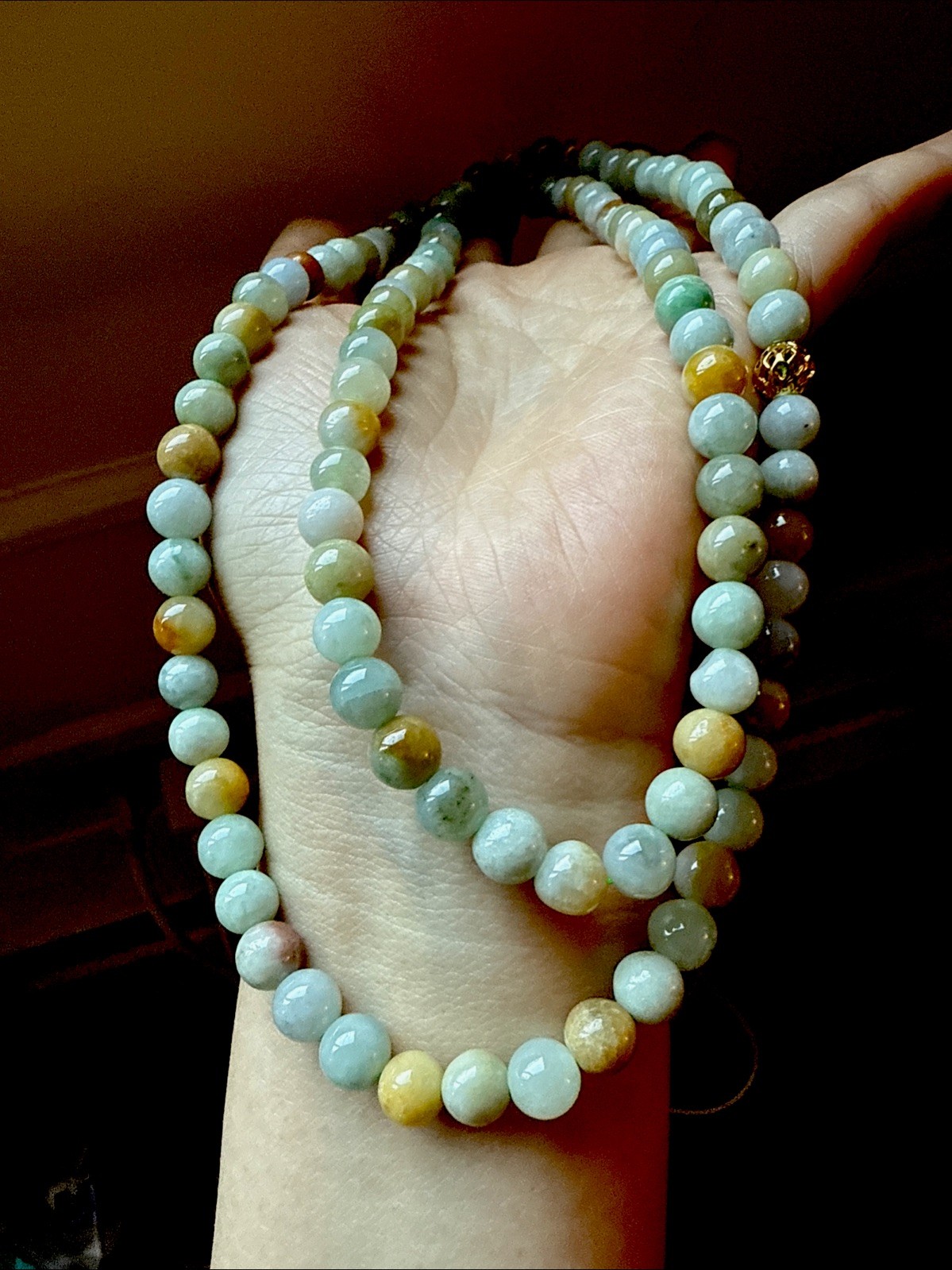 Untreated Grade A Myanmar Jadeite Bead Necklace 純天然翡翠A貨 老坑糯冰多包超长项链 7.6 Mm
