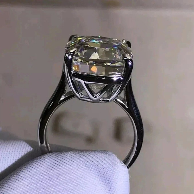 12 Ct Certified Treated Off White Diamond Solitaire Engagement Ring,925 Silver