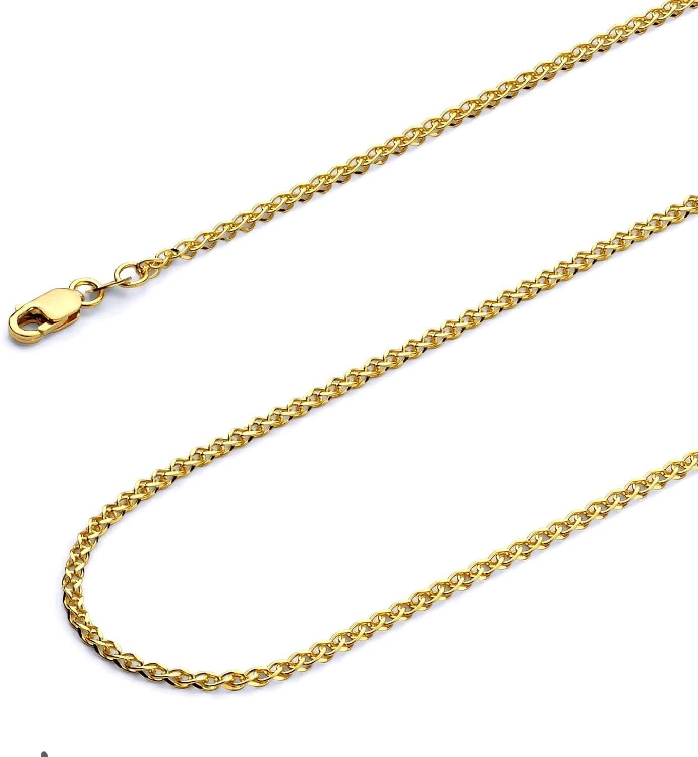 Stunning 18-Inch 14k Gold Wheat Chain with Lobster Clasp, Authentic Quality