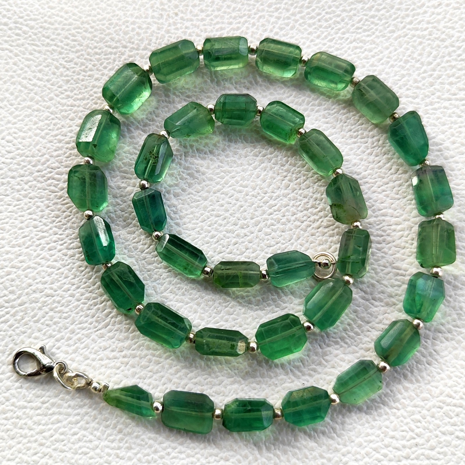 Brazil Fluorite 7-11mm Faceted Nugget Beads 16 Inch Necklace Natural Gemstone
