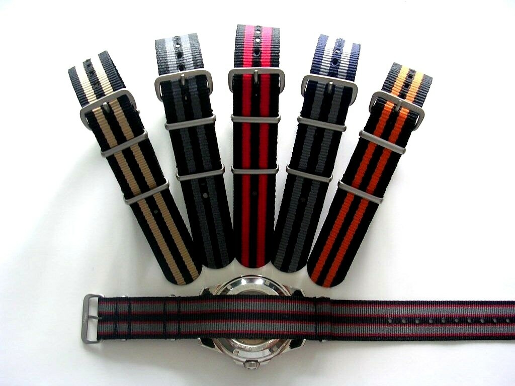 NATO Premium nylon watchband strap 22mm Black-Orange G10 Bond IW SUISSE 18 20 24