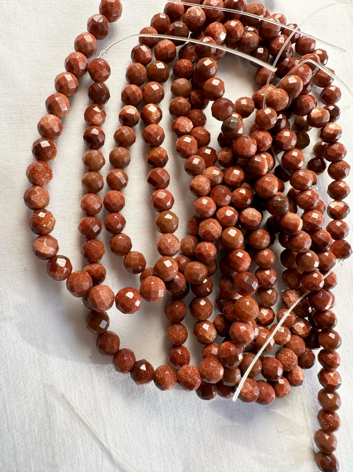 15 3/4″ Strand Goldstone Faceted Round 6mm Glass Beads A61 DNG