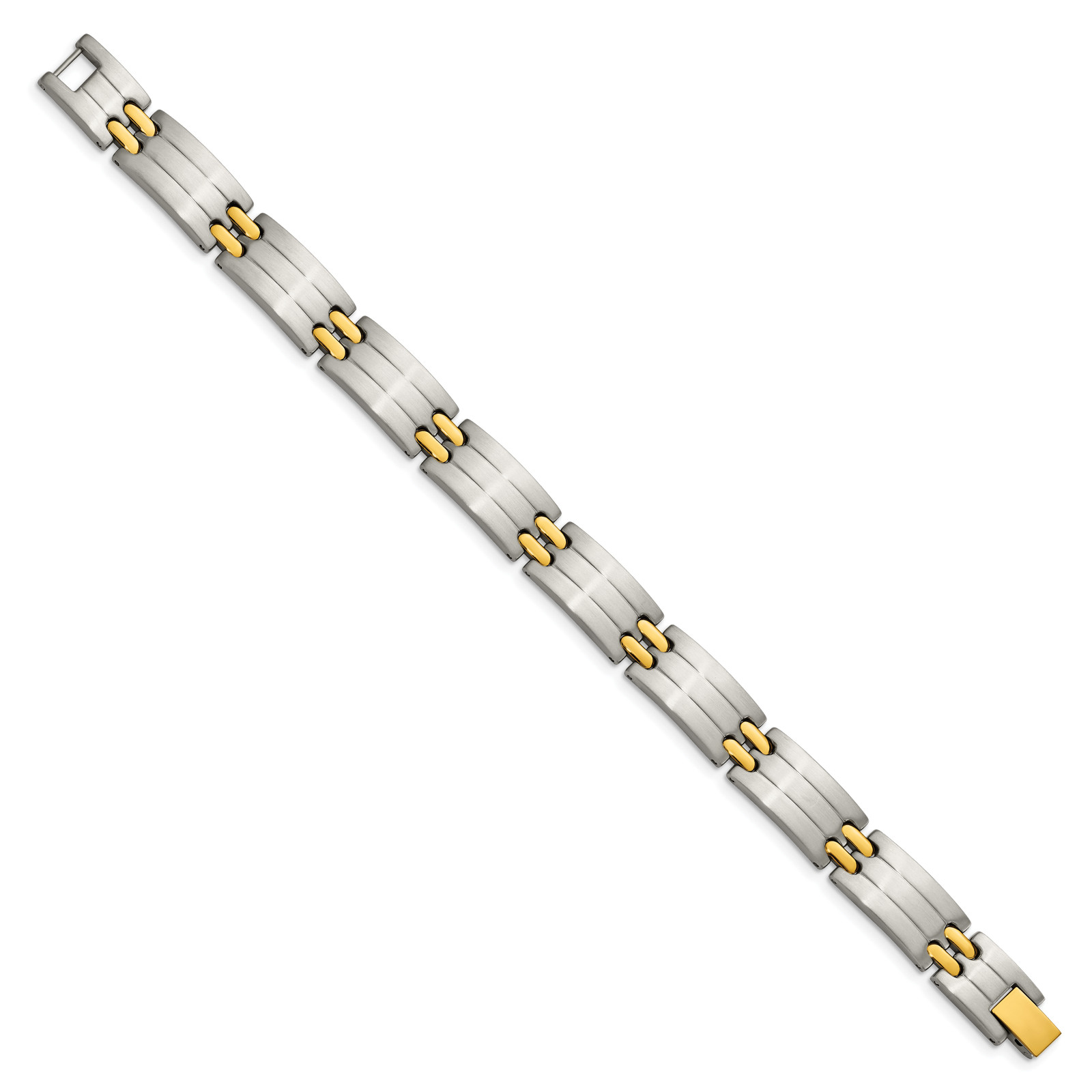 Chisel Stainless Steel Brushed and Polished Yellow IP-plated 8.75 inch Link Brac