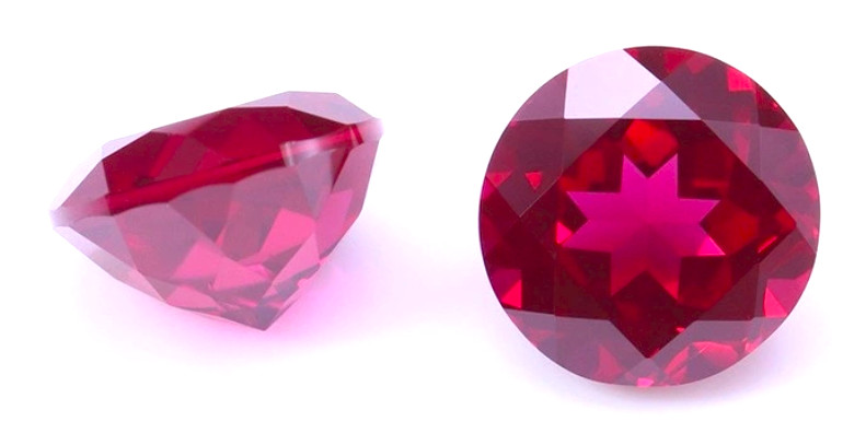 RUBY ROUND CUT RED PINK MAN MADE LAB GROWN GEM FINE FACETED THAILAND NICE AAA IF