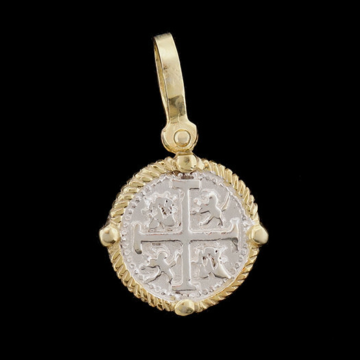 Atocha Sunken Treasure Jewelry – Small Silver Coin Pendant with Four Point Frame