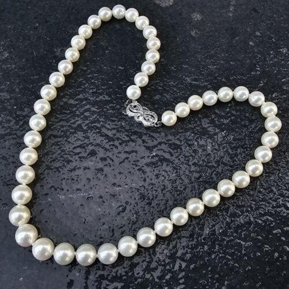 Mikimoto Marilyn Monroe Pearl Strand Necklace 7-9mm 16″ 18k Diamond Limited rare