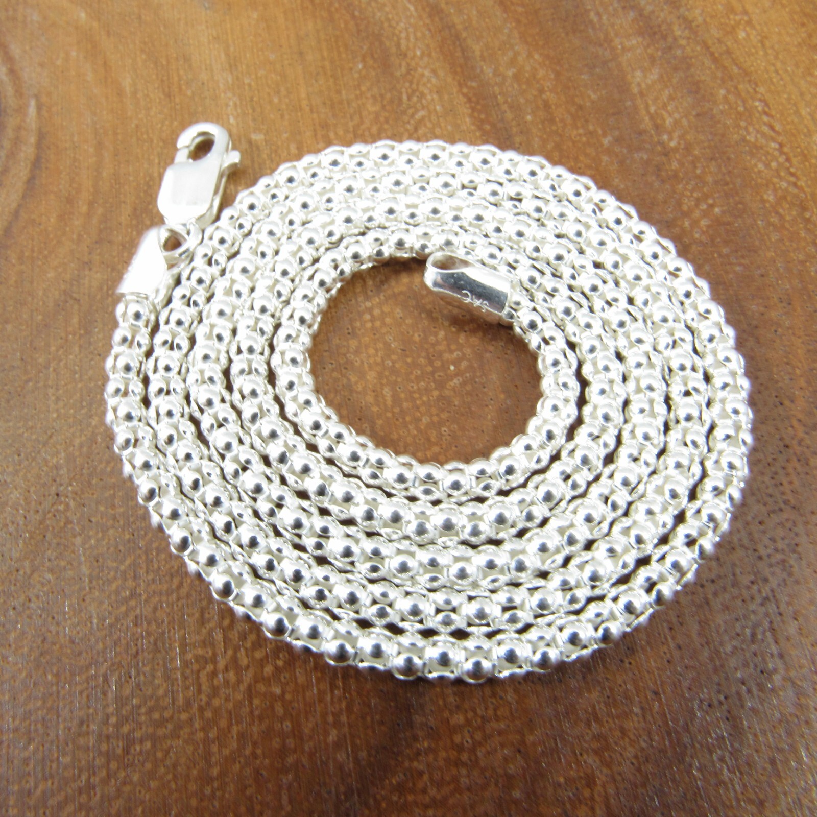 Solid Genuine 925 Sterling Silver Women’s Italian Popcorn Garland Chain Necklace