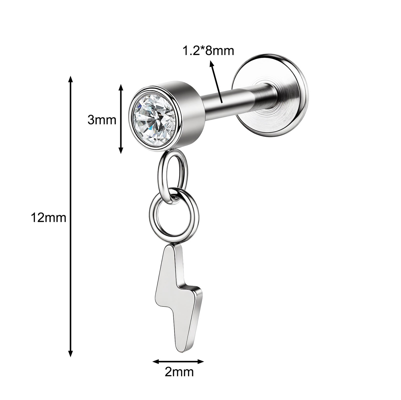 16g G23 Titanium Steel Dangle Labret Lip Stud Tragus Helix Piercing Jewelry