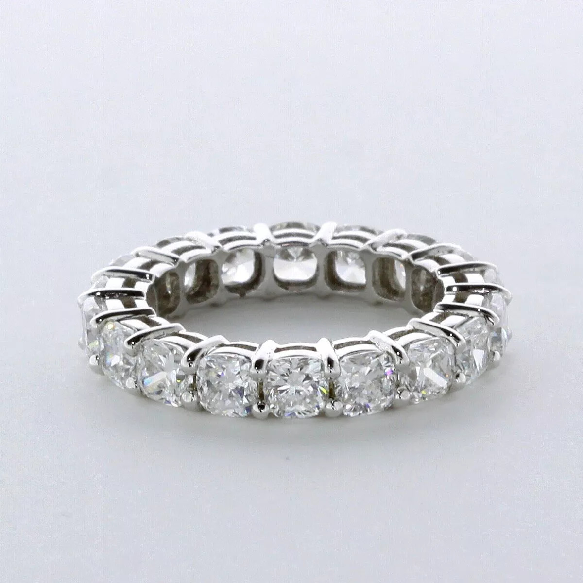 14K Gold Eternity Wedding Ring Classic 5.10 CT Cushion Lab-Grown Diamond E VVS2