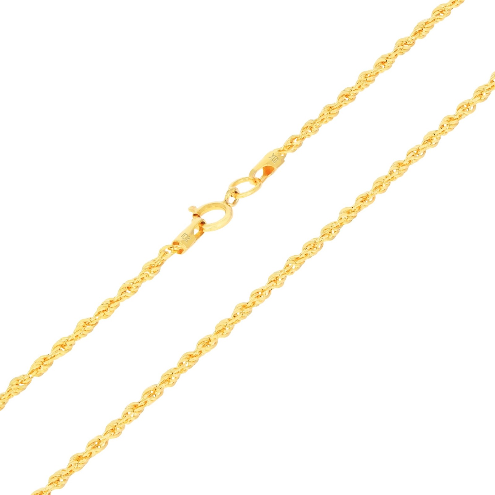 10K Yellow Gold Diamond Cut Womens Dainty 1.5mm Rope Chain Pendant Necklace 20″