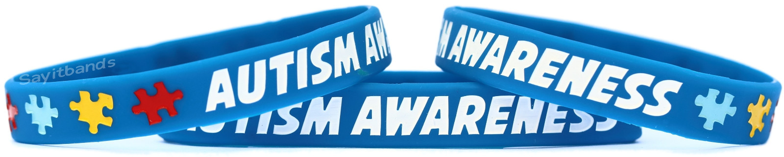 Two (2) Autism Awareness and Support Wristbands Puzzle Piece Awareness Bracelets