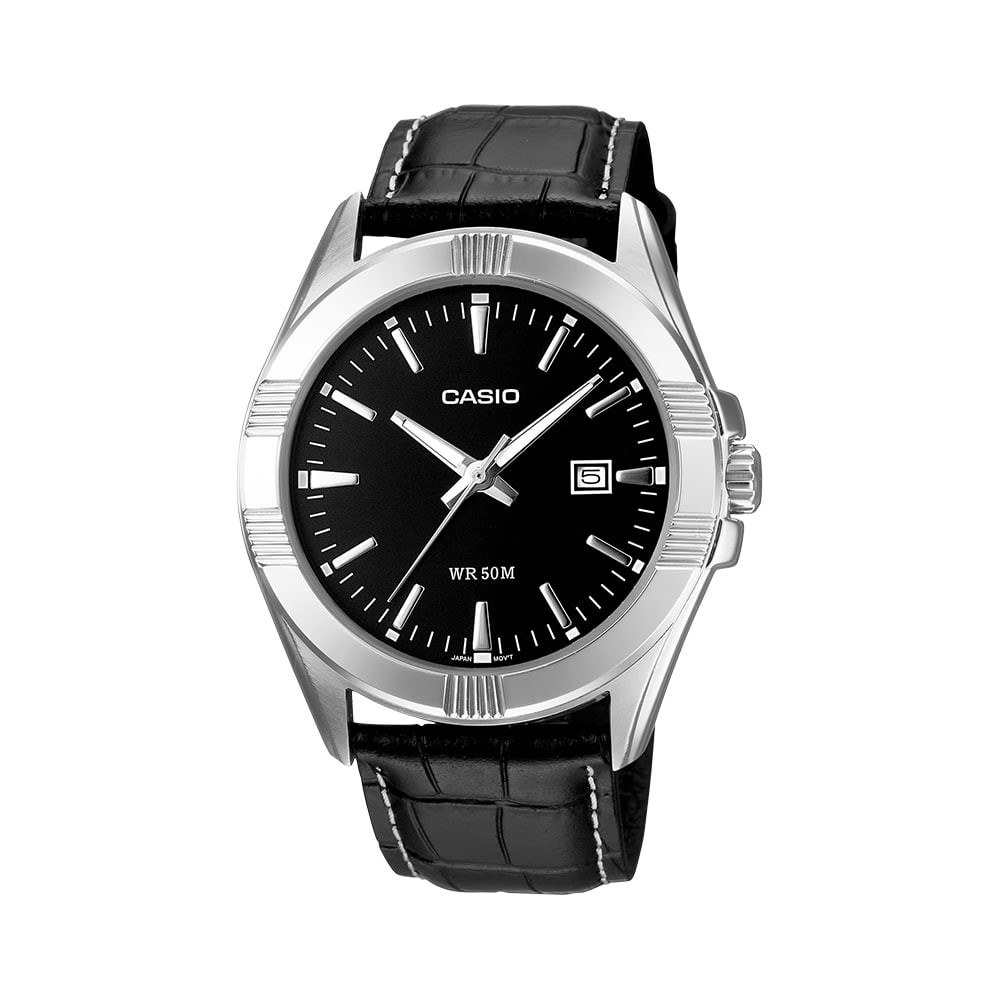 Casio MTP-1308L-1A Round Analog Men’s Leather Watch