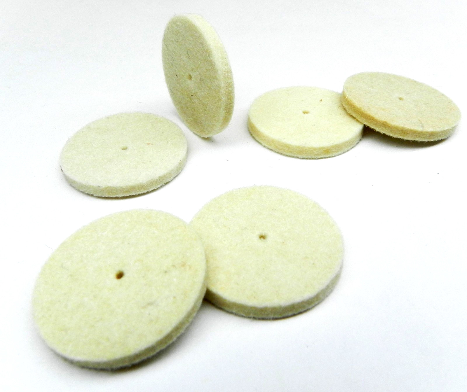 6 Felt Wheels 1″ Hard Felt Buff 100% Wool Polishing Wheels with Pin Hole