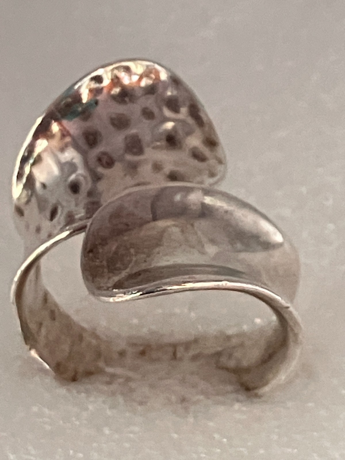 Sterling Silver Hammered and Smooth Hand Made Bypass Ring Size 9.5