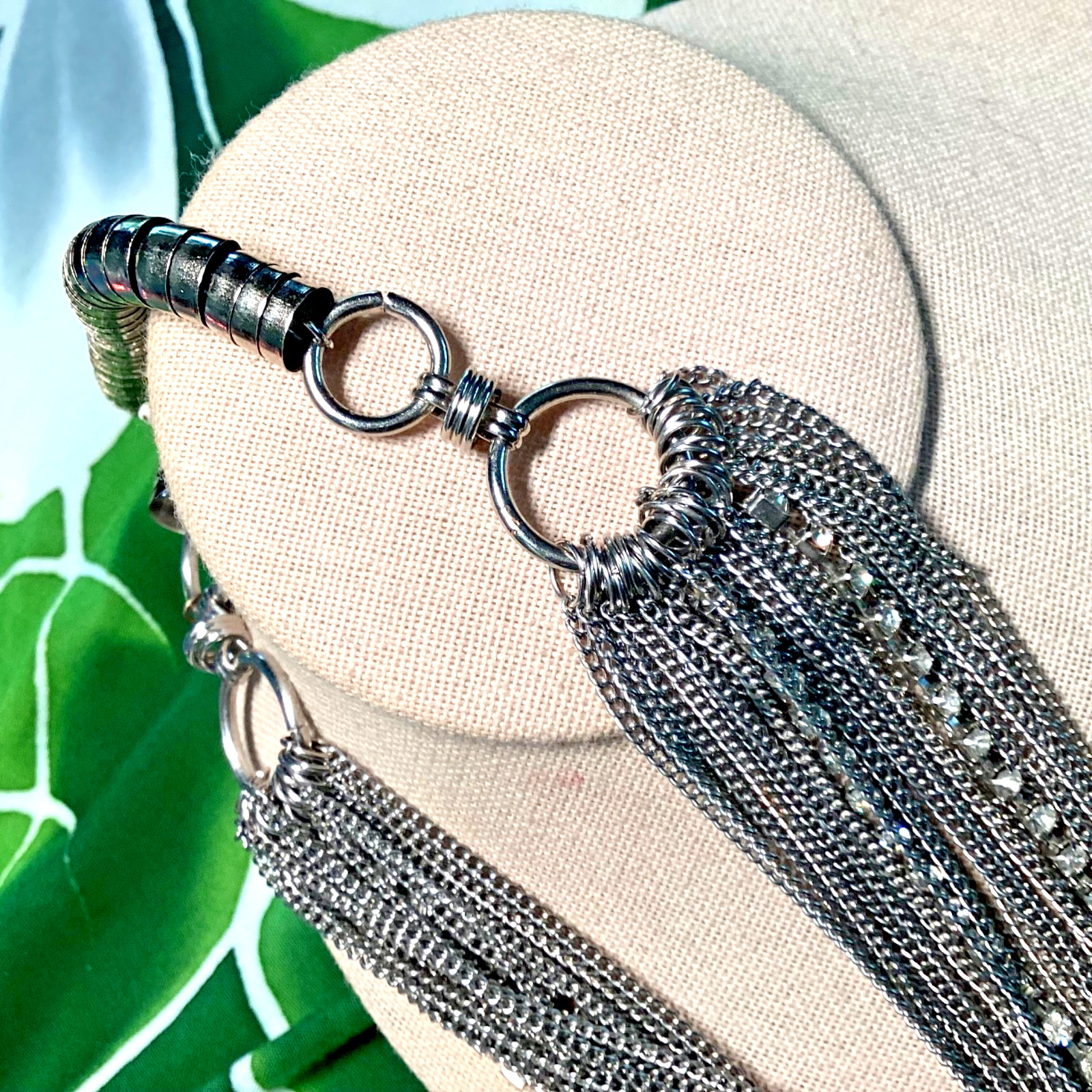 You and i 30 “Silver Tone Multi Layered Clear Crystal Statement Chain Necklace