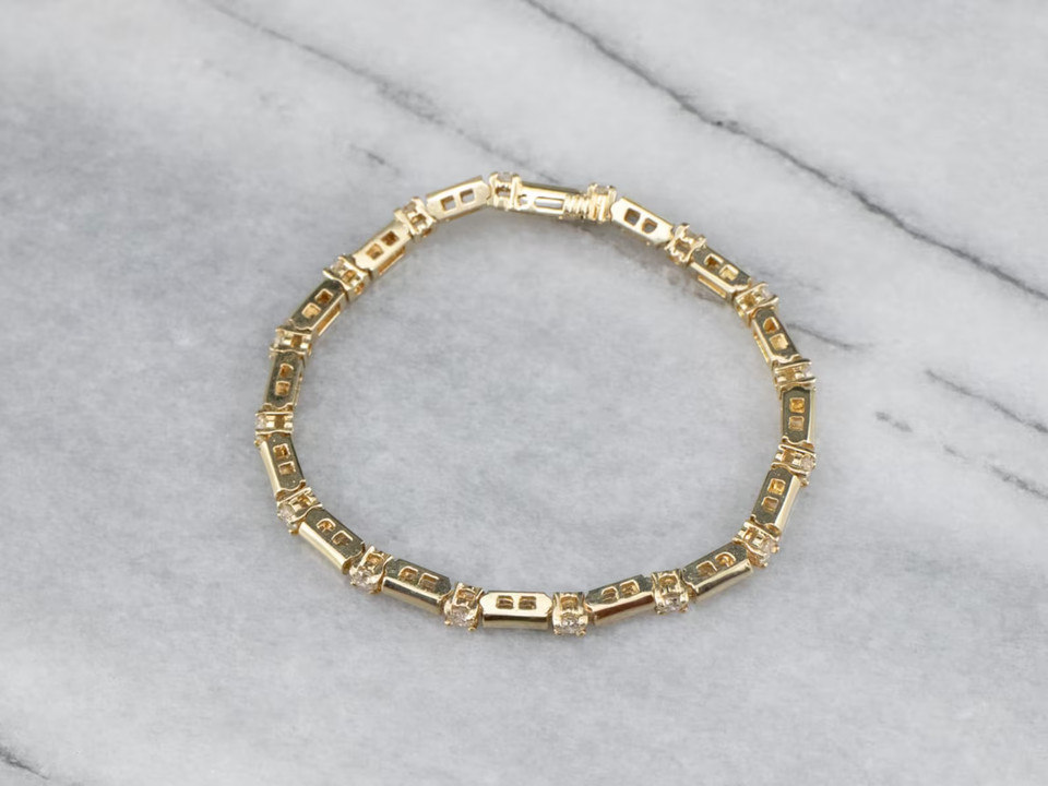14K Yellow Gold Finish 4Ct Diamond Round Cut Lab Created Women’s Tennis Bracelet