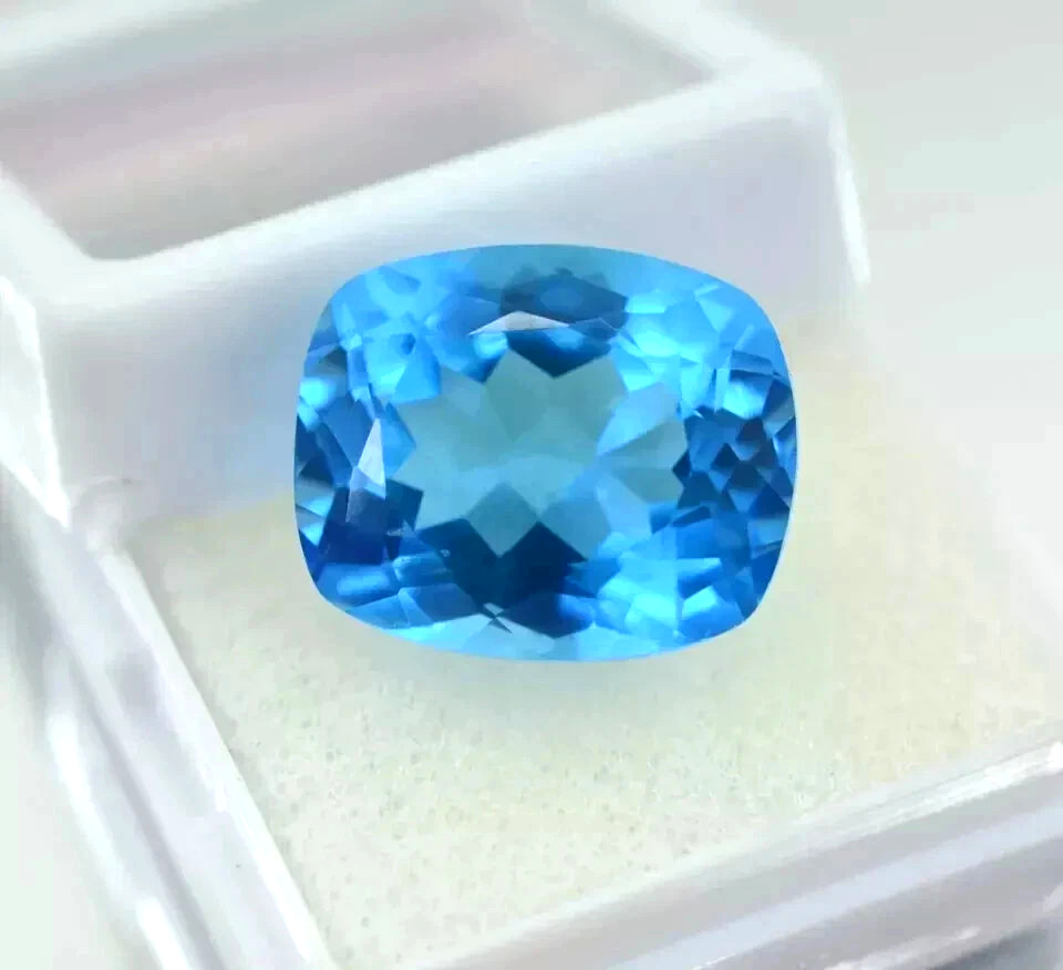 AAA 14.80 Ct Sparky Natural Sky Blue Sapphire Loose Cushion CERTIFIED Gemstone