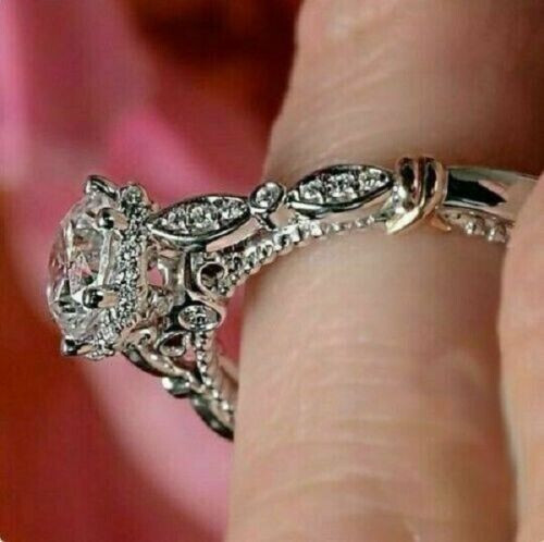 2.50Ct Lab Created Diamond Round Diamond Engagement Ring 14K White Gold Finish
