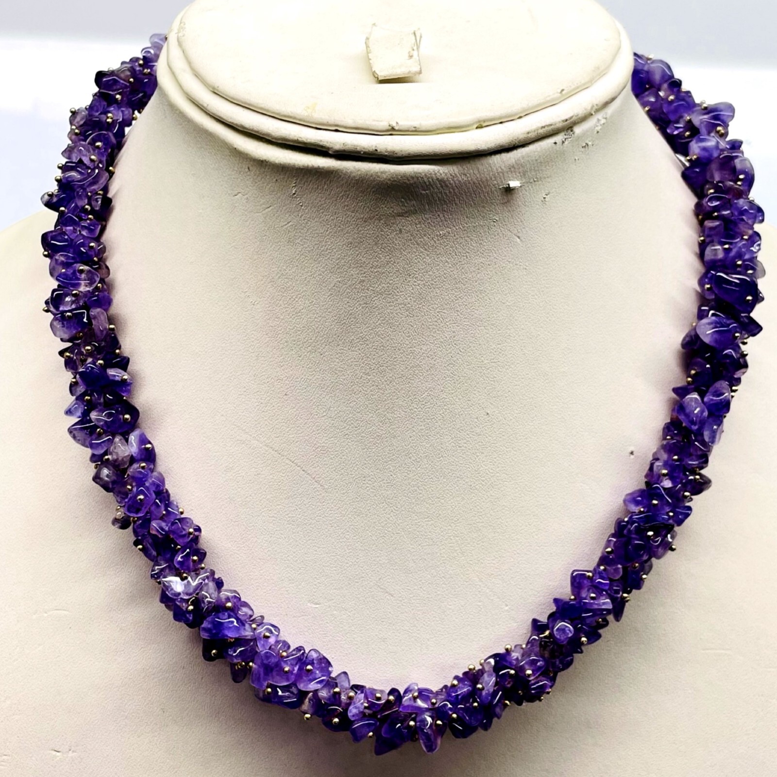 Natural Purple Amethyst Boutique Designer Handmade Beaded Necklace 18 Inches