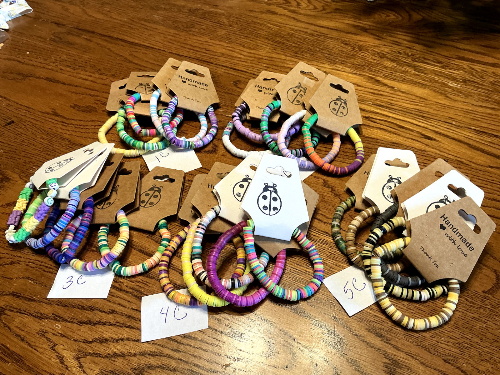 Lots of Colorful 7″ Rainbow Clay Bead Bracelets – New with Tag on them – Group C
